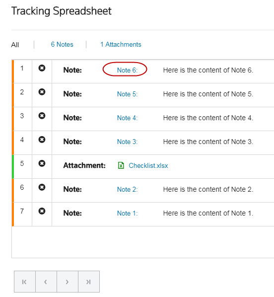 Screen capture showing how to select the note title in the pop-up.